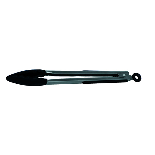 Avanti® 30cm Black Silicone Tongs with Stainless Steel Handle