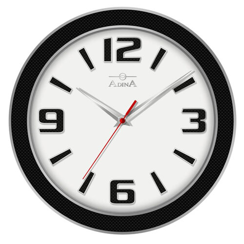 Silver and Carbonfibre Look Analogue Quartz Wall Clock - CL17-A7145F