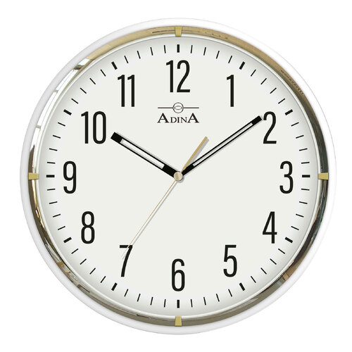 White and Gold 35cm Full-figured Numerals Analogue Wall Clock - CL19-A8156F