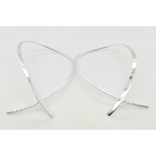 Inverun Sterling Silver Polished Finish Thread Earrings