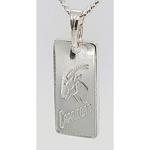 Fine Silver Capricorn Zodiac 2 gram Ingot Pendant CLEARANCE