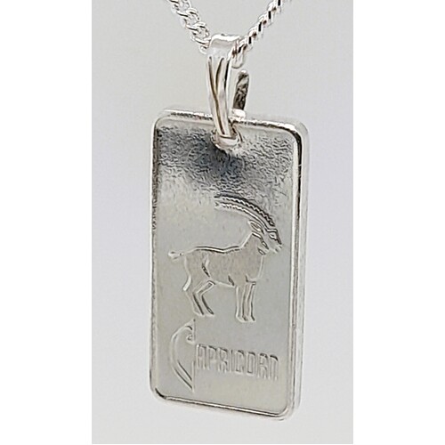 Fine Silver Capricorn  4 gram Zodiac Ingot Pendant CLEARANCE