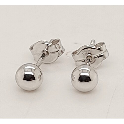 9 Carat White Gold 4mm Ball Stud Earrings