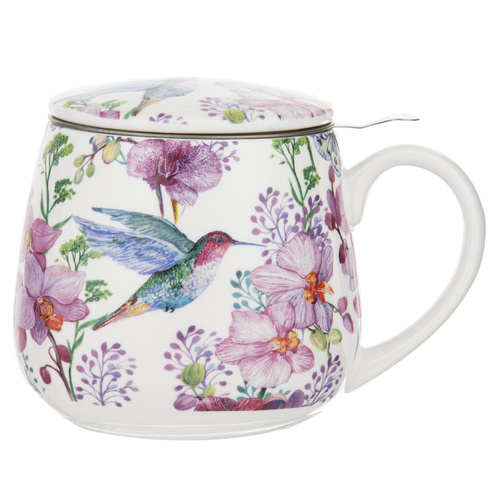 Birds & Blooms Collection 430ml Fine Bone China 3 Piece Infuser Mug