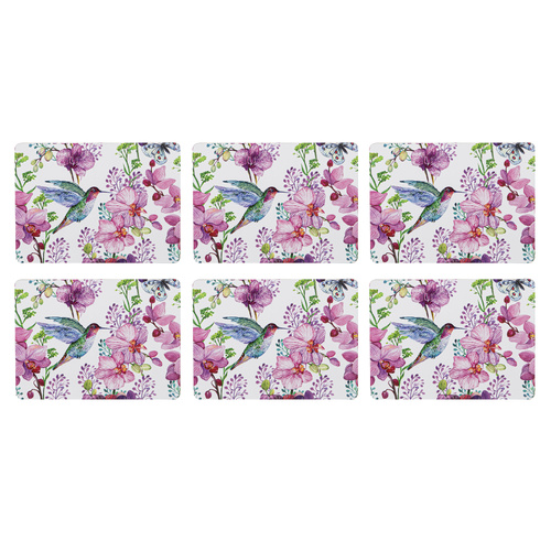 Birds & Blooms Collection Pack of 6 Cork-backed Placemats