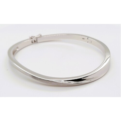 Breuning Sterling Silver Oval Hinged Bangle with Safety Catch