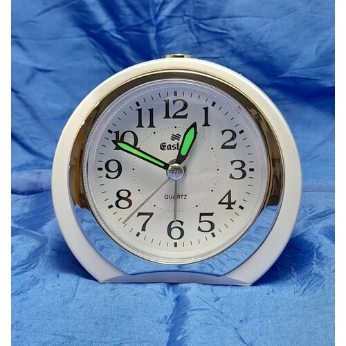 White Small Alarm Clock with Luminous Hands - 6111