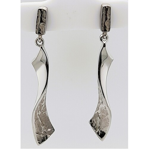 Sterling Silver Rhodium Plated Drop Earrings