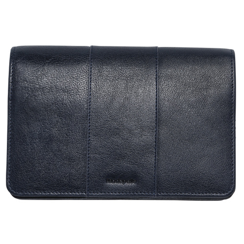 Navy RFID Protected Leather Organiser Bag