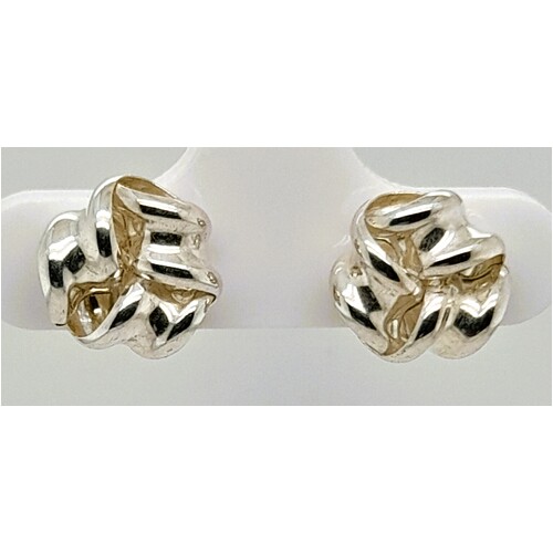 Sterling Silver Large Knot Stud Earrings - CLEARANCE