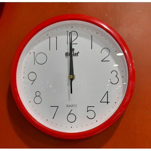 25cm Red Round Quartz Wall Clock