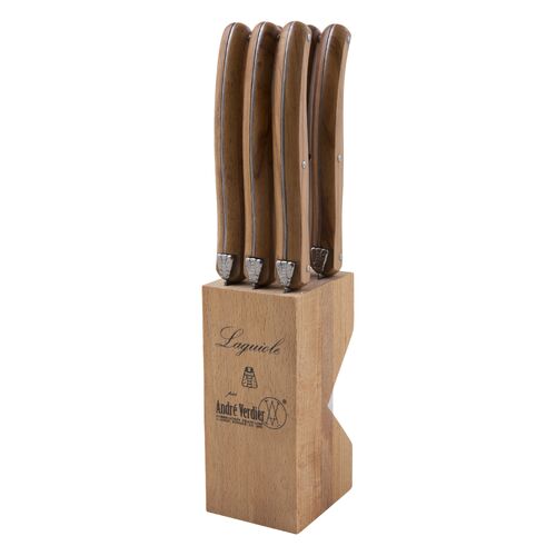 Laguiole Debutant Stainless Steel/Olive Wood Serrated Knife Set