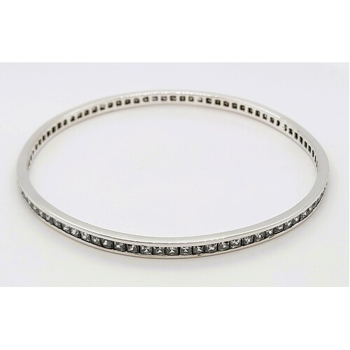 Sterling Silver Channel Set Cubic Zirconia Bangle