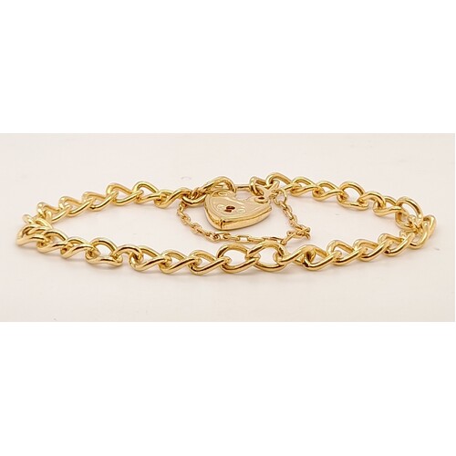 Yellow Gold Plated Curb Link Infant Padlock Bracelet