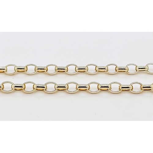 Sterling Silver Hard Gold Plated 60cm Oval Belcher Link Chain -  CLEARANCE