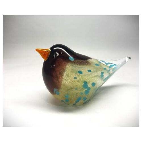 Yellow/Brown Coloured Glass Bird Ornament/Figurine