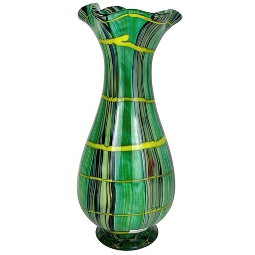 Large Coloured Glass Peridot Vase