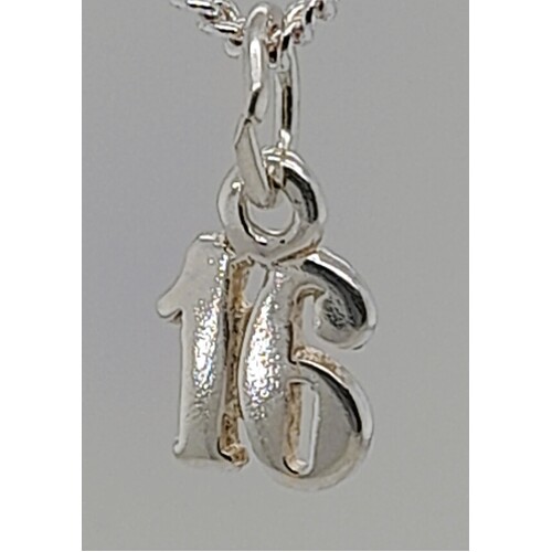 Sterling Silver Number 16 Charm/Pendant