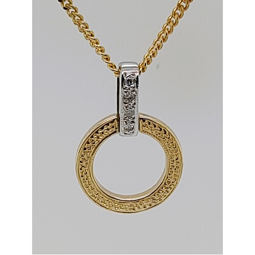 9 Carat Yellow and White Gold Diamond Set Pendant