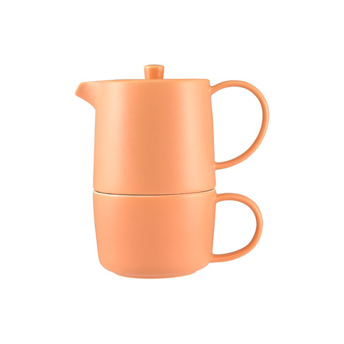 Maxwell & Williams Cafe Life 450ml Apricot Porcelain Tea For One with Infuser