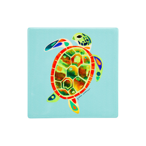 Pete Cromer Ozzie Ocean Green Turtle Ceramic 9.5cm Square Coaster