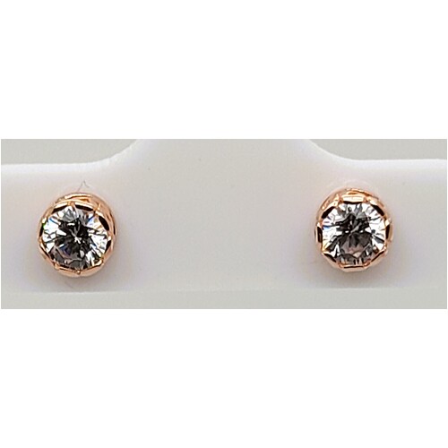 9 Carat Rose Gold Filigree Set Cubic Zirconia Stud Earrings