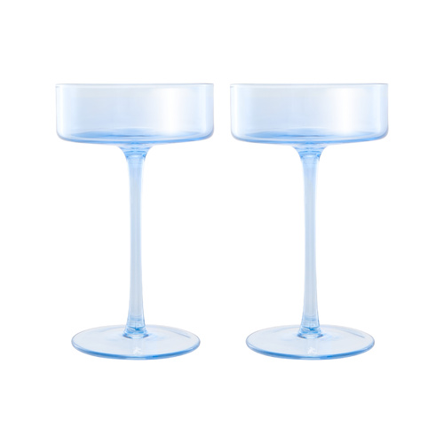 Maxwell & Williams Set of 2 Glamour 240ml Blue Coupe Glasses