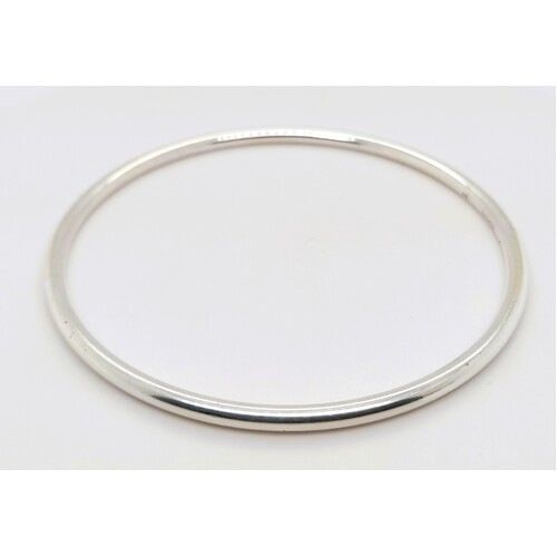 Solid Sterling Silver 3mm Round Bangle