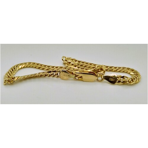 9 Carat Yellow Gold Italian Diamond Cut Flat Curb Link Bracelet