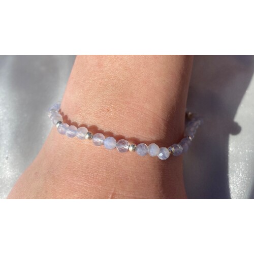 Born From The Earth Collection Facet Aqua Chalcedony Bracelet