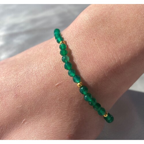 Born From The Earth Collection Facet Green Onyx Bracelet