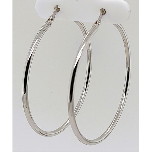 9 Carat White Gold Large Hoop Earrings