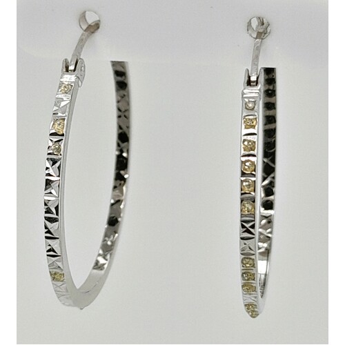 Sterling Silver Cubic Zirconia Hoop Earrings