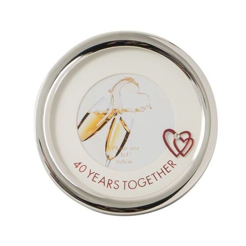 Silver Plated Round 7.5cm 40th Anniversary (40 Years Together) Photo Frame