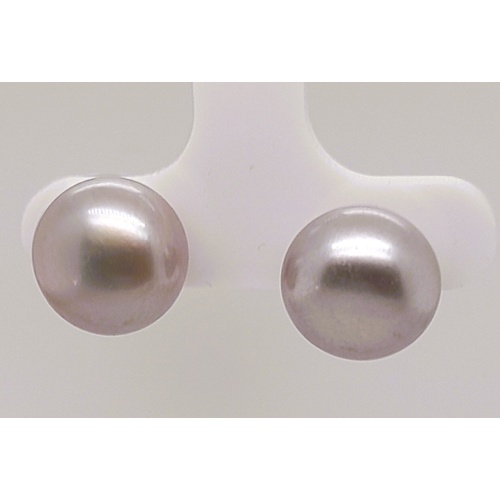 Sterling Silver 11mm Grey Button Freshwater Pearl Stud Earrings - CLEARANCE