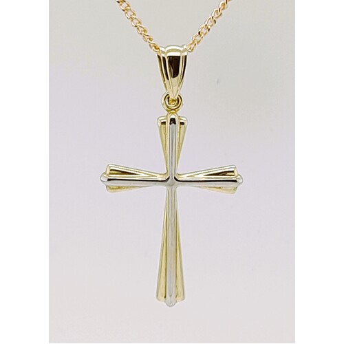 9 Carat Yellow Gold Sterling Silver Filled Cross Pendant