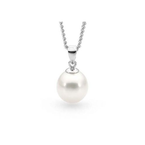 White 7.5-8mm Freshwater Pearl Pendant in Sterling Silver