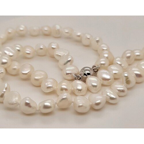 Keshi 6-7mm White Freshwater Pearl 50cm Necklace