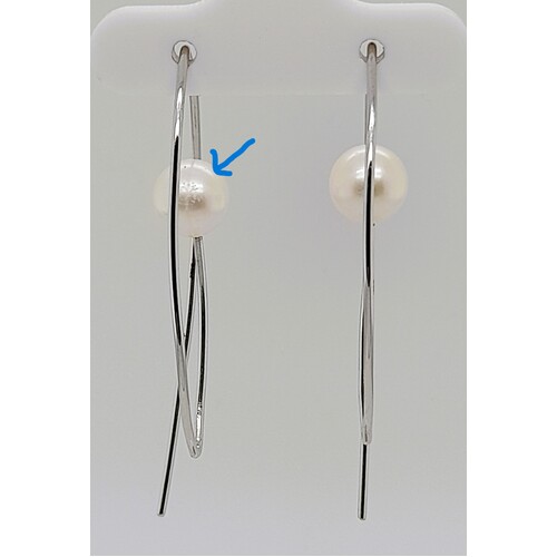 Sterling Silver White Freshwater Pearl Thread Earrings - CLEARANCE