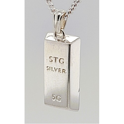 5 gram Solid Sterling Silver Ingot Pendant