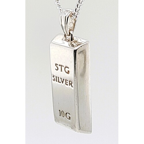 10 gram Solid Sterling Silver Ingot Pendant