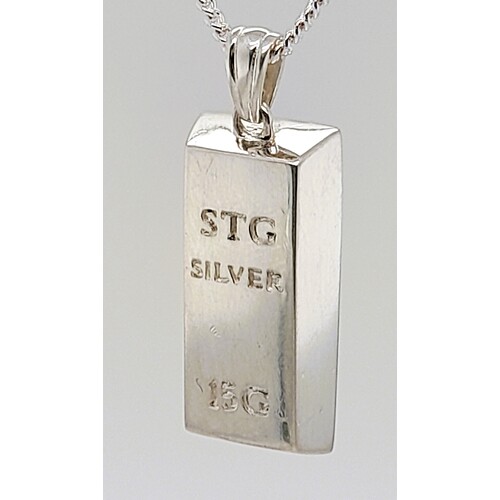 15 gram Solid Sterling Silver Ingot Pendant