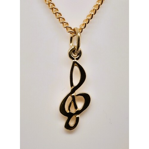 9 Carat Yellow Gold Treble Clef Charm/Pendant