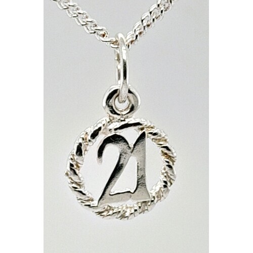 Sterling Silver 21 in a Circle Charm/Pendant