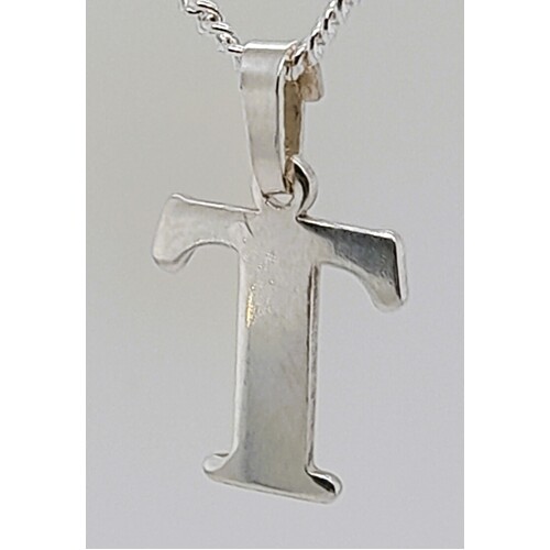 Fine Silver Initial T Pendant or Charm