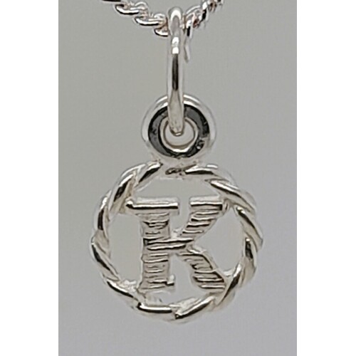 Sterling Silver Small Scroll Initial K Charm/Pendant