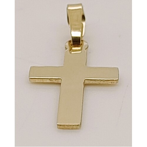 9 Carat Yellow Gold Flat Plain Cross Pendant