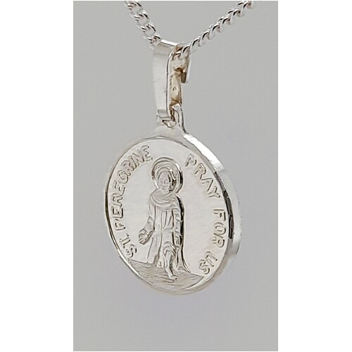 Fine Silver St Peregrine Medallion Charm/Pendant