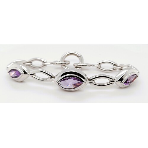 Sterling Silver Amethyst Bracelet - CLEARANCE