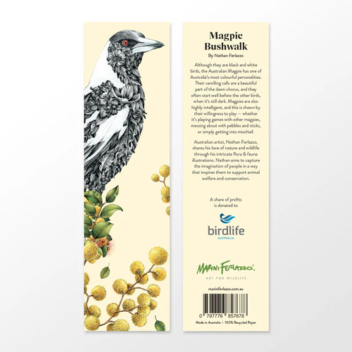 Marini Ferlazzo Australian Magpie Bushwalk Bookmark